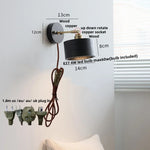 Wood Copper Wall Sconce Modern LED Fixture Bedside Lamp Bar Rotate Black