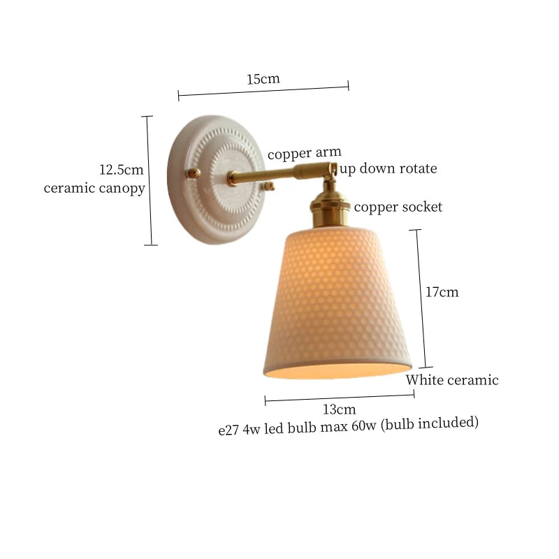 Striped Ceramic LED Wall Sconce: Modern Nordic Interior Light