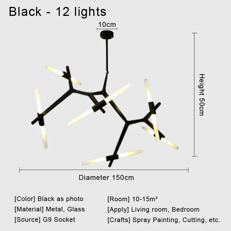 Glass LED Chandelier Ceiling Light for Modern Nordic Design Home Decor