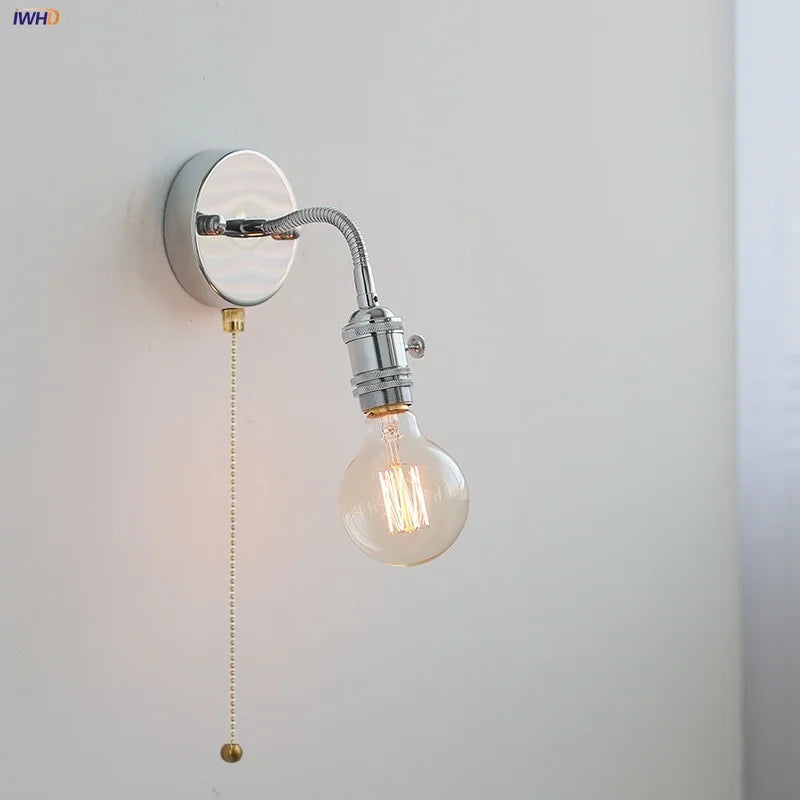 LED Wall Lamp Sconce with Pull Chain Switch and Flexible Arm