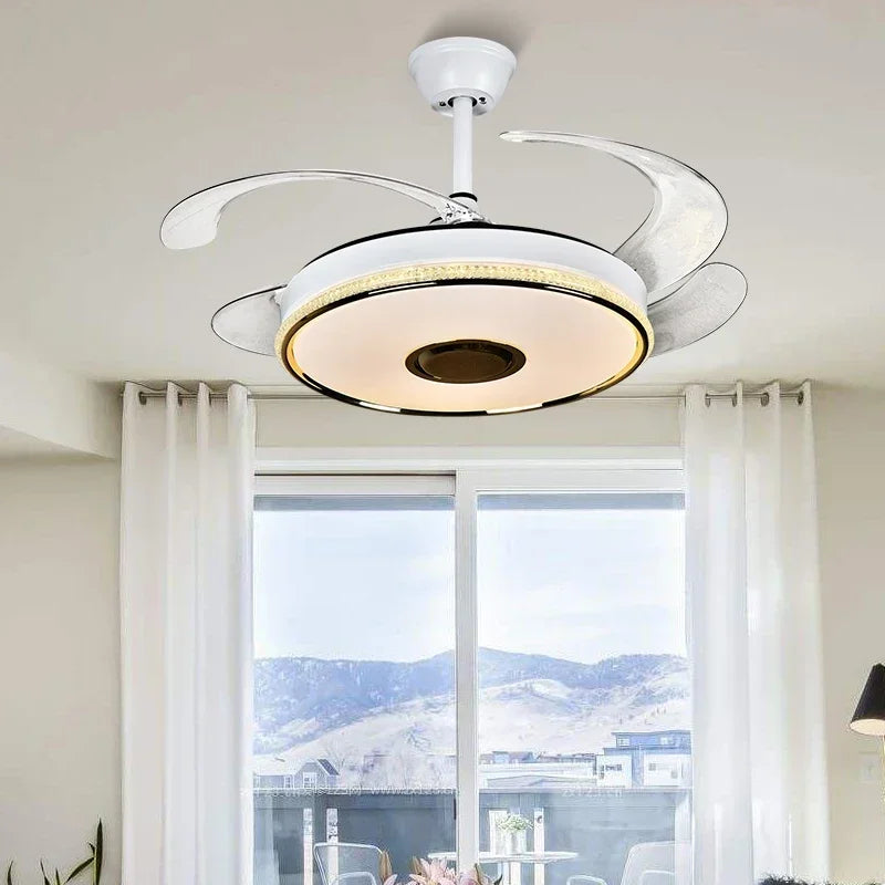 90 Modern Ceiling Fan with Bluetooth Speaker, LED Light, and Remote Control