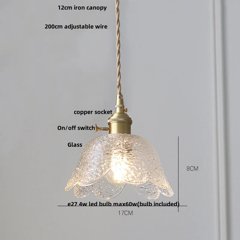 Clear Glass LED Pendant Bar Kitchen Nordic Copper Dining Room Suspension
