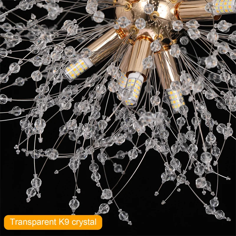 Dandelion Chandelier 8-Light Sputnik Pendant Light Gold/Silver Living Room Fixture