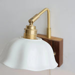 Nordic LED Wall Light Pull Chain Switch Rotatable Walnut Copper Bedside Lamp