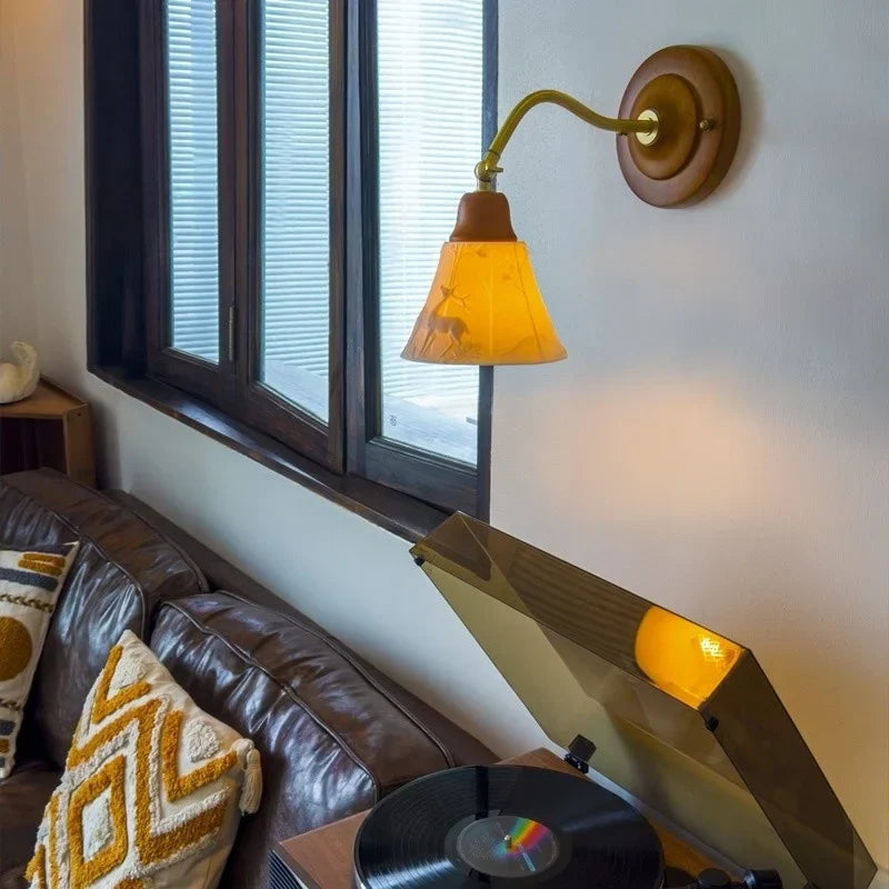 Afralia™ Cracked Glass LED Wall Lights - Vintage Copper Finish