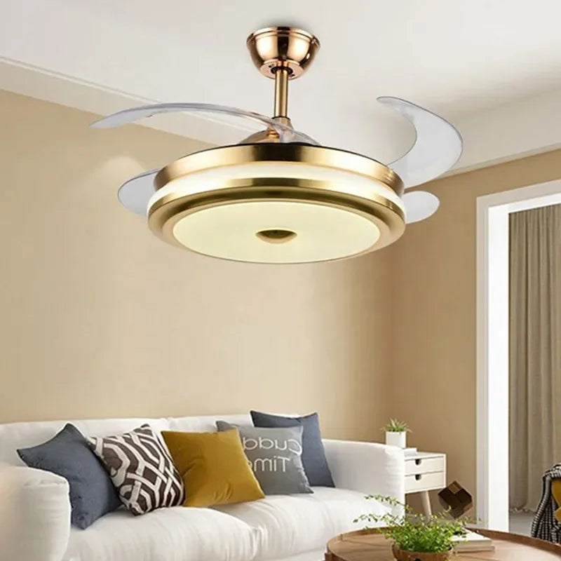 42" Smart LED Ceiling Fan Light with Retractable Blades and Remote Control