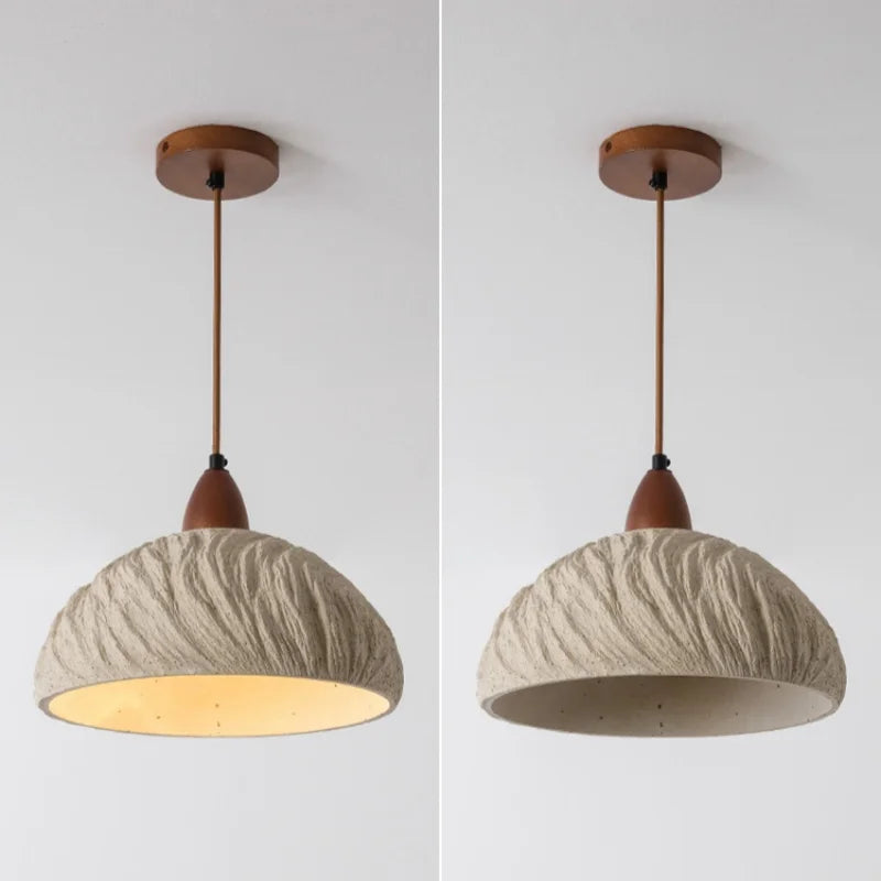 Wood Cement Pendant Light Fixture Adjustable LED Modern Nordic Hang Lamp