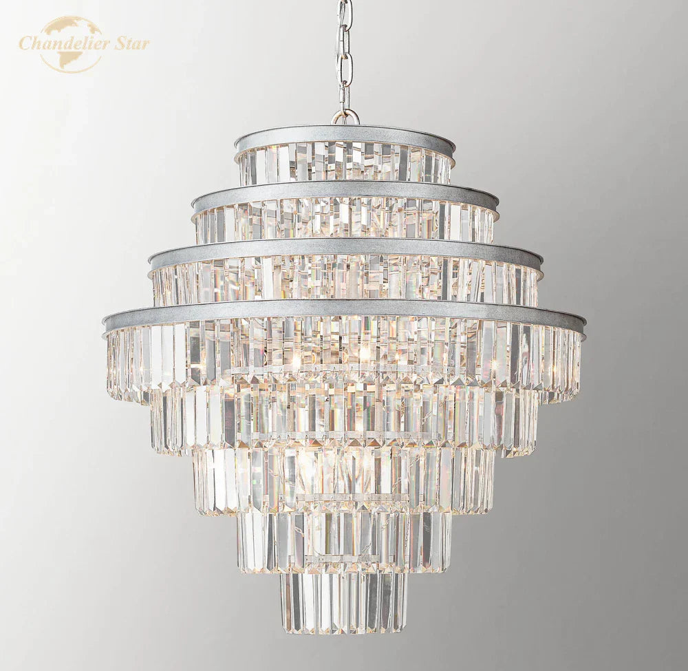 Crystal Pendant Chandeliers Modern Round Hanging Lamps for Bedroom & Living Room
