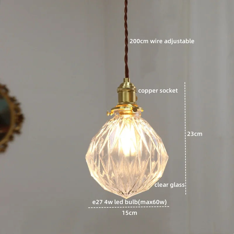 Copper Glass LED Pendant Light for Modern Home Decor
