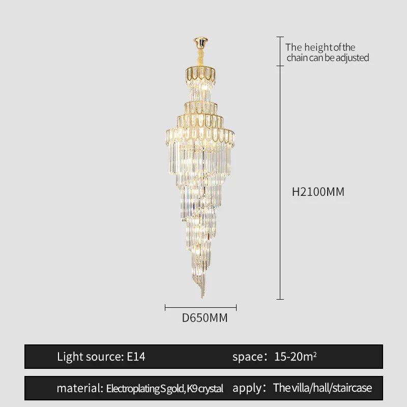 Light Luxury Rotating Crystal Chandelier for Villa Living Room