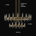 Modern Copper Glass Black Gold Round Chandelier LED Lighting Fixture