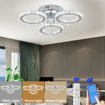 Crystal Flush Mount Chandelier: App Dimmable Rings Shape Ceiling Light