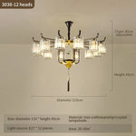 Luxury Copper Jade Chandelier for Middle Floor Living Room