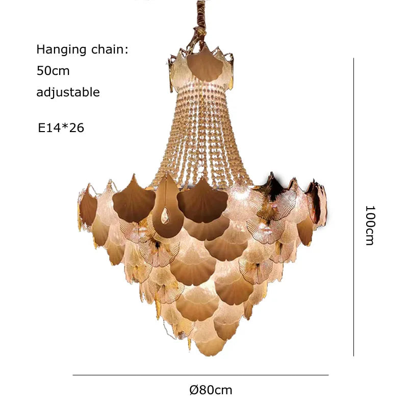 Ginkgo Gold LED Chandelier Fixture for Living Room