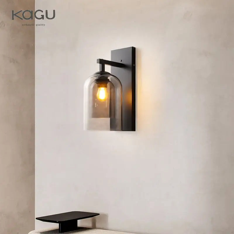 Nordic Double Glass Wall Lamp: Modern LED E27 Bedside Reading Wall Lamp