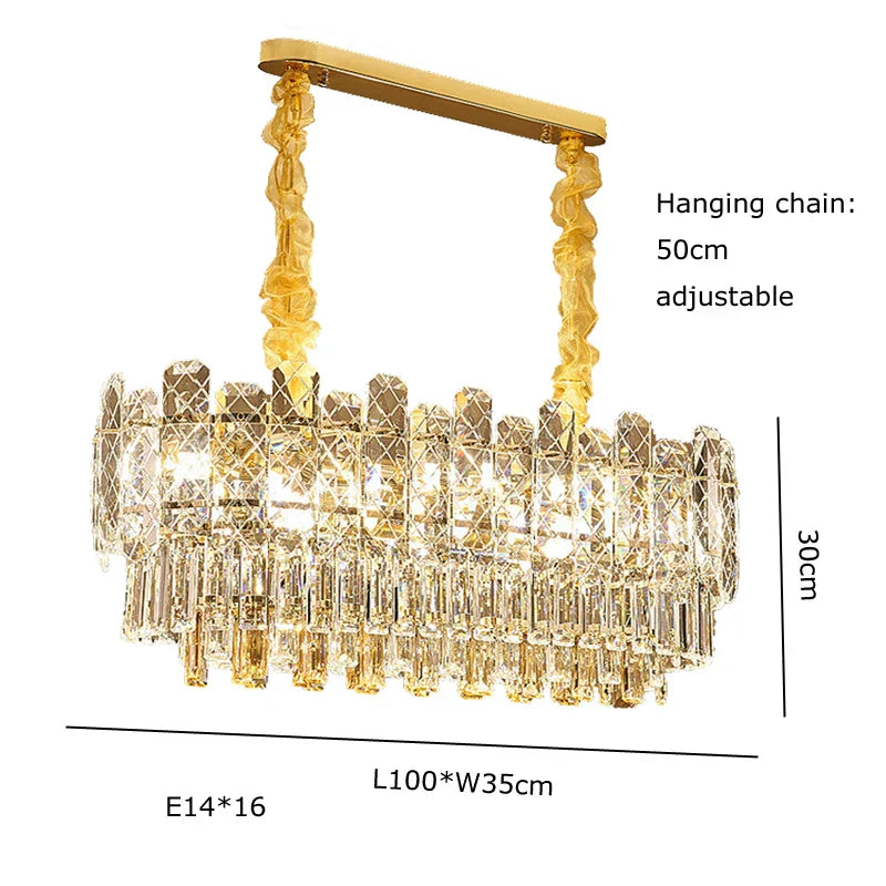 Gold Lustre Chandelier LED Crystal Light Fixture - Postmodern Luxury Hanging Lamp