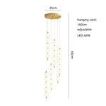 Art Deco LED Glass Pingpong Pendant Light in Gold Chrome Black.