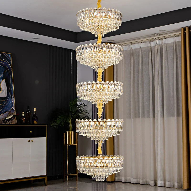 Crystal Duplex Chandelier: New Light Luxury Post-Modern Hall Lighting for High Living Room