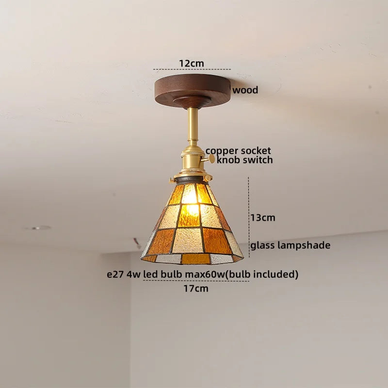 Yellow Glass LED Ceiling Lamp - Modern Nordic Style Lighting Fixtures