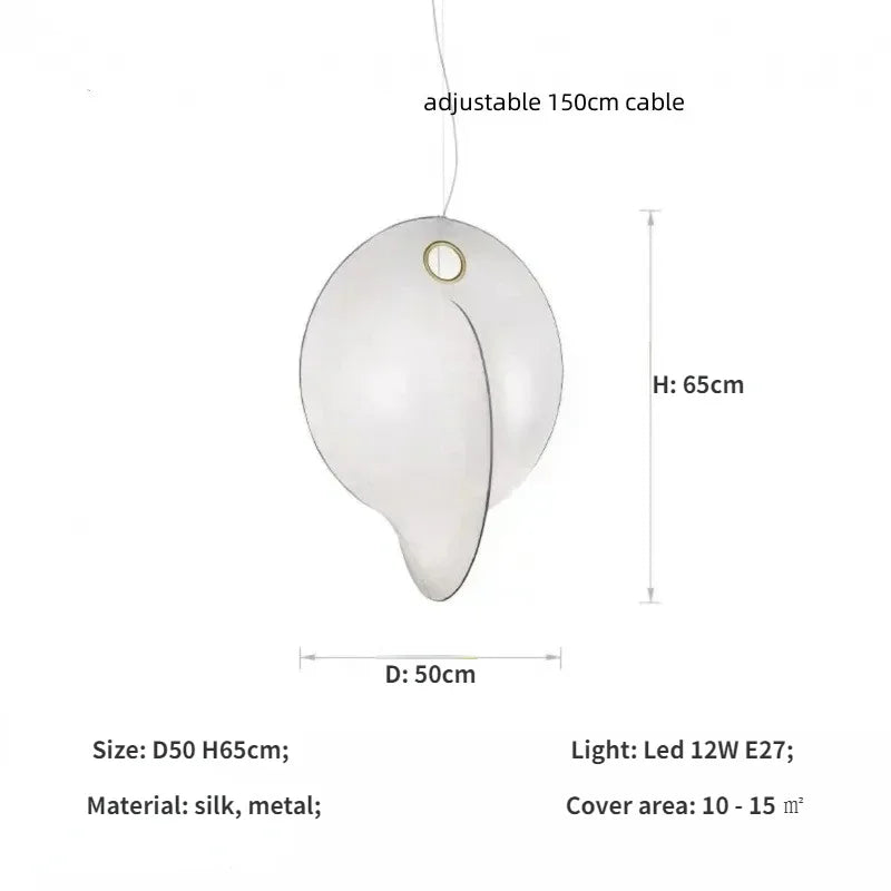 Nordic Silk Chandelier Pendant Lights for Foyer Bedroom Bar, LED Droplight Fixtures