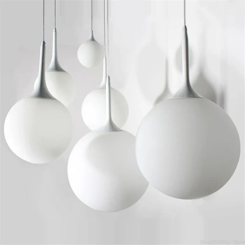 Nordic Glass Ball Pendant Lights LED Chandelier for Living Room & Restaurant