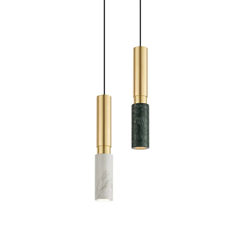 Long Tube Marble Ceiling Chandelier LED Pendant Light
