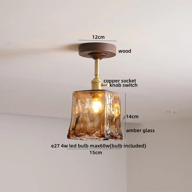 Yellow Glass LED Ceiling Lamp - Modern Nordic Style Lighting Fixtures