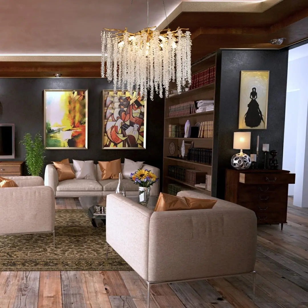 Crystal Tassel Chandelier: Elegant Dining Room Pendant Light Fixtures