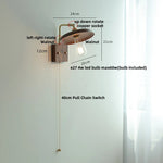 Walnut Wood LED Wall Sconce, Copper Toggle Switch, Vintage Loft Style