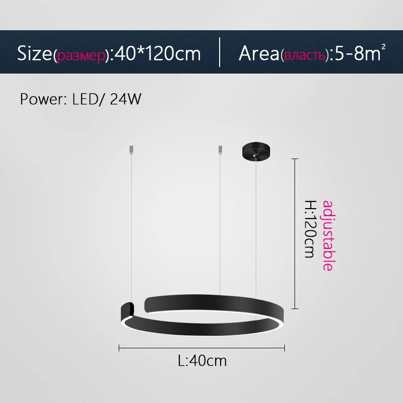 Nordic Ring LED Pendant Chandelier for Home Living Dining Kitchen Lighting