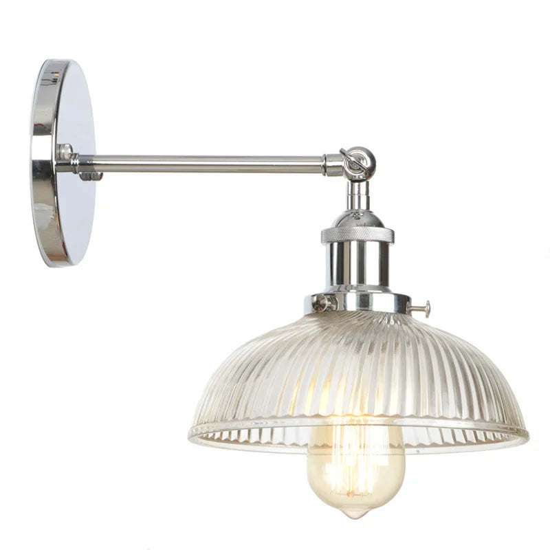 Silver Rural LED Wall Sconce Clear Glass Industrial Art Loft Stair Light