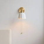 Ceramic Copper LED Wall Sconce Pull Chain Switch Reading Room Bedside Lamp