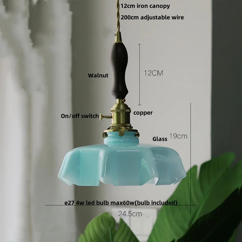 Yellow Glass Wire LED Pendant Light Modern Home Decor Nordic Hanging Lamp