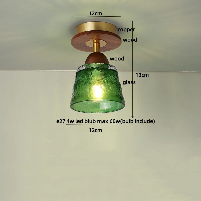 Wood LED Ceiling Light Milk Yellow Resin Plafond Lamp Modern Nordic Decor