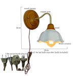 Afralia™ White Ceramic LED Wall Lamp | Japanese Vintage Copper Design