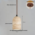 Yellow Travertine Pendant Lamp for Aisle Hallway Bedroom, Japanese Style Hang Light