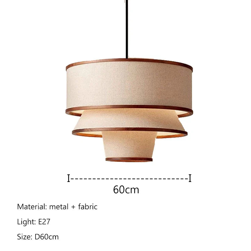 Wabi Sabi Fabric Ceiling Chandelier LED Pendant Lamp for Living Dining Room