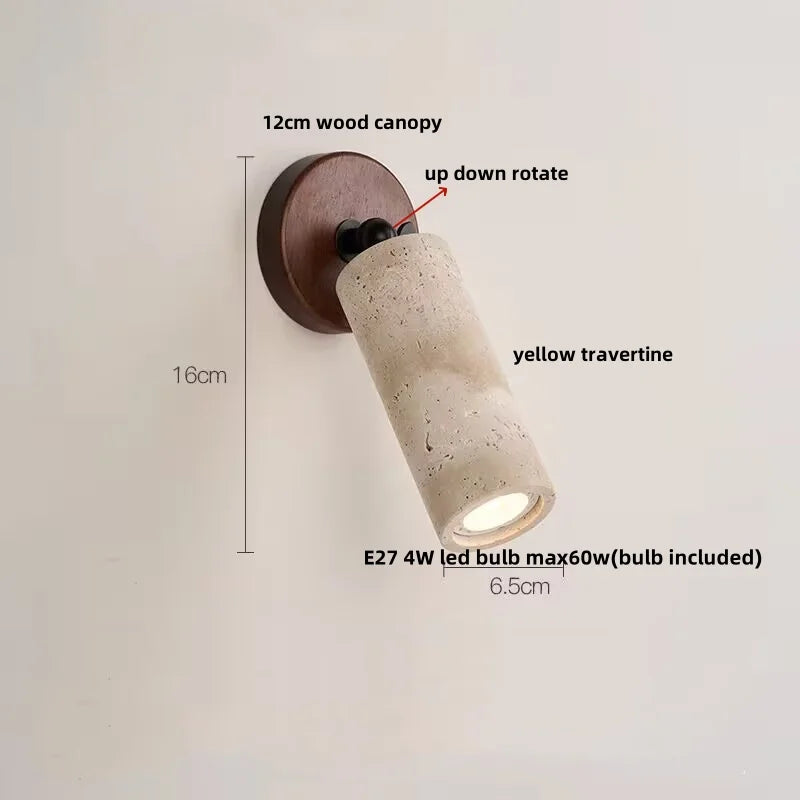 Yellow Travertine LED Wall Lights Coffee Bedroom Bedside Lamp Modern Nordic Decor