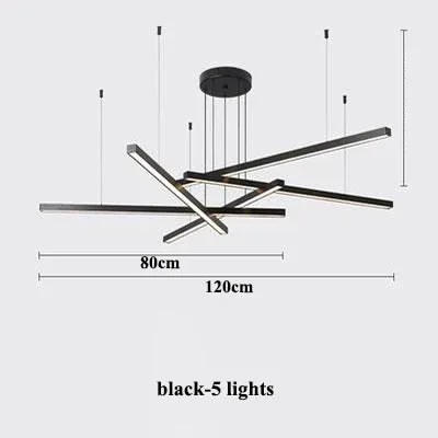Modern Gold Black Led Pendant Lights, Dimmable, L80cm, Aluminium, Dining Room Hanging Lamp