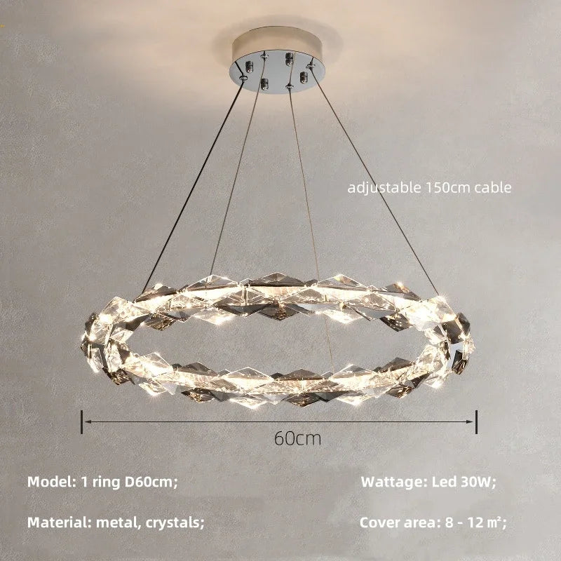 Crystal Chandelier Pendant Light - Dimmable Modern Luxury LED Chrome Luminaria