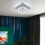 Crystal LED Ceiling Light: Modern Square K9 Chandeliers, Dimmable Stainless Steel Fixture.