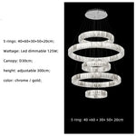 Luxury K9 Crystal Pendant Lights | Dimmable LED Circles Hanging Lamp