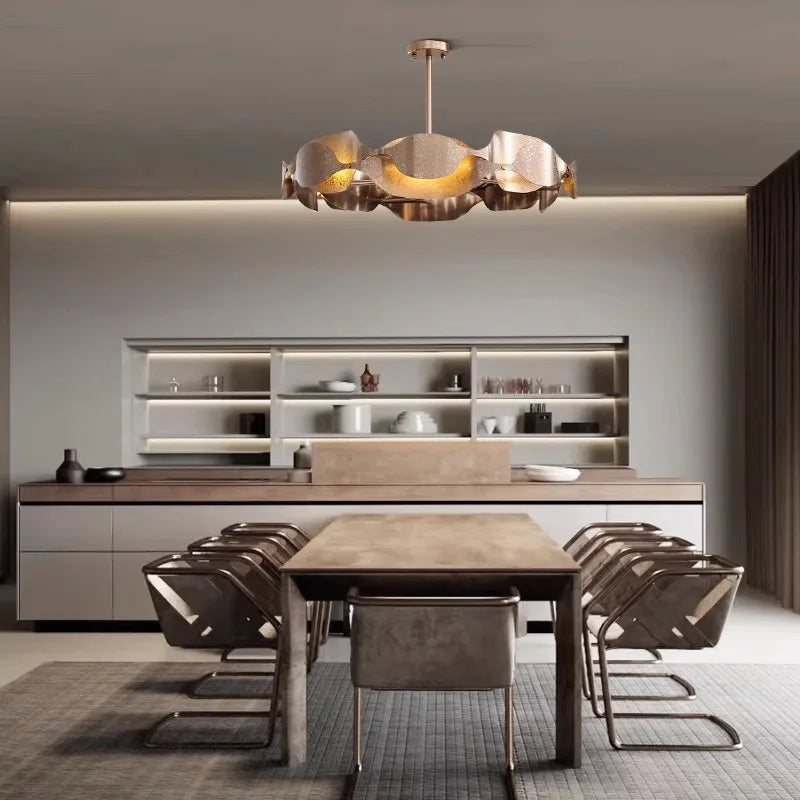 Modern Metal Ceiling Chandelier: Minimalist Design, Retro Style, LED Lights for Living Room