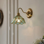 Afralia™ Blue Glass Copper LED Wall Light Fixture Stair Bar Restaurant Bedroom E27