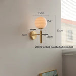 White Glass LED Wall Sconce with Pull Chain Switch, Modern Copper Base Mirror Light