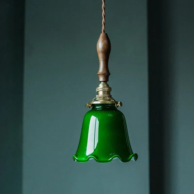 Afralia™ Green Glass LED Pendant Light for Home Decor and Cafe Lighting