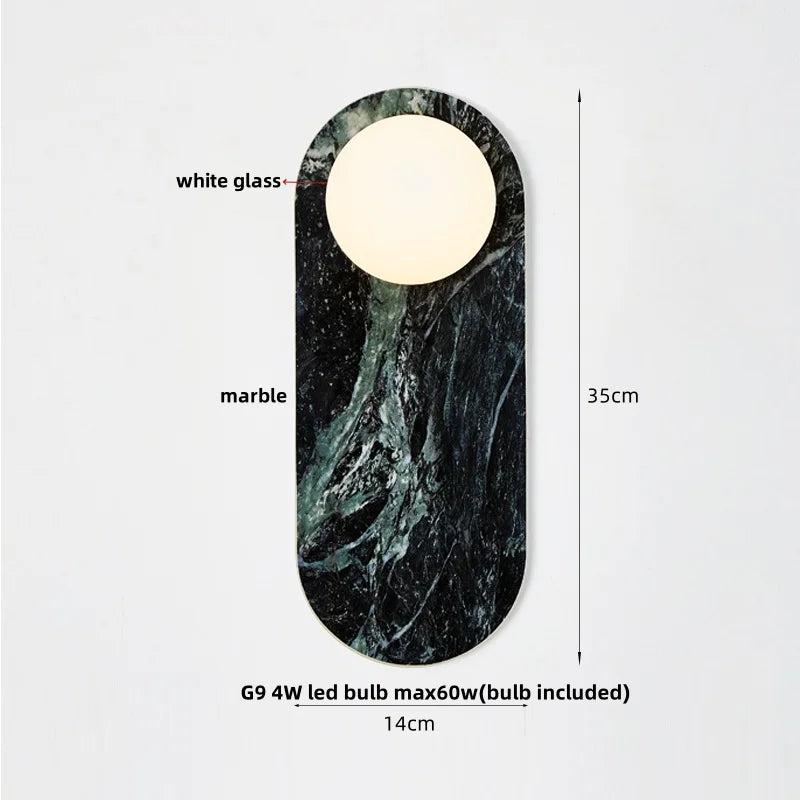 Glass Globe LED Wall Lamp: Modern Nordic Stone Bathroom Mirror Light