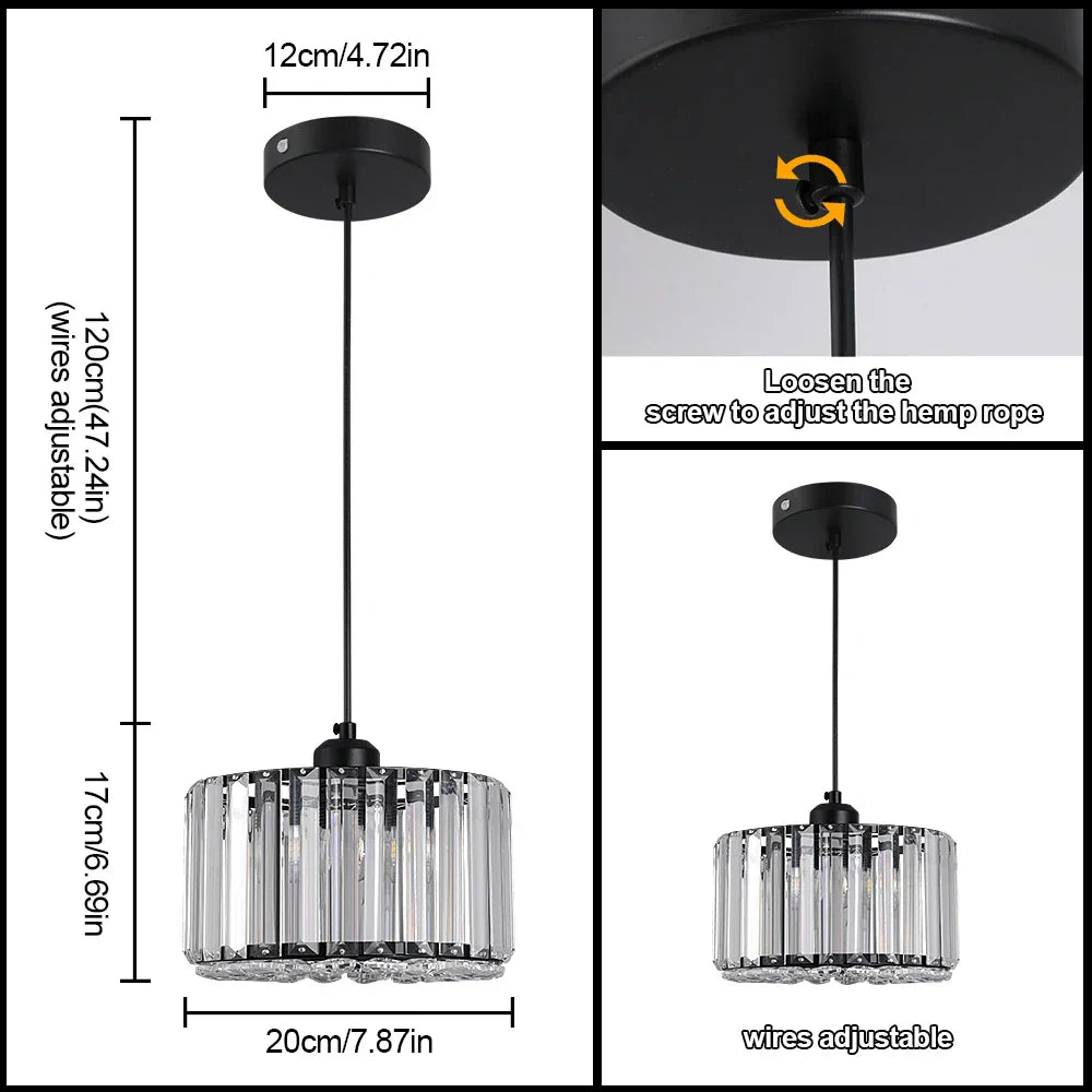Glass Led Pendant Light Modern Ceiling Lamp Adjustable Living Dining Room