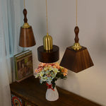 Walnut Wood LED Pendant Light Fixture: Japan Style Hanging Lamp for Bedroom and Living Room