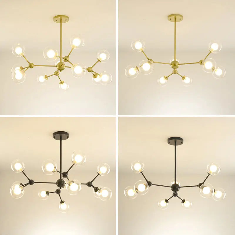 Glass Ball Pendant Chandelier for Living Room Bedroom Dining Room